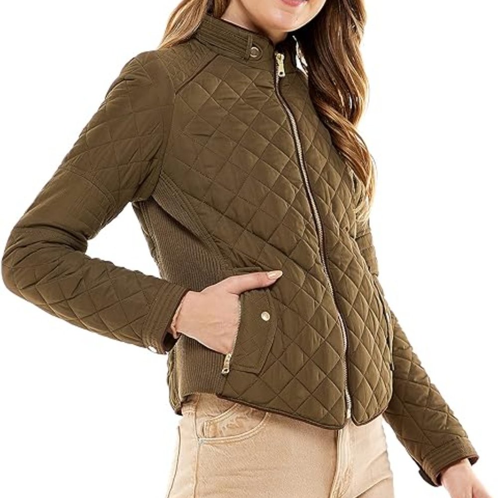 NWT Olive Quilted Light Weight Jacket